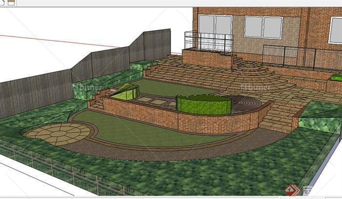 某室外居住房庭院花园设计SU模型