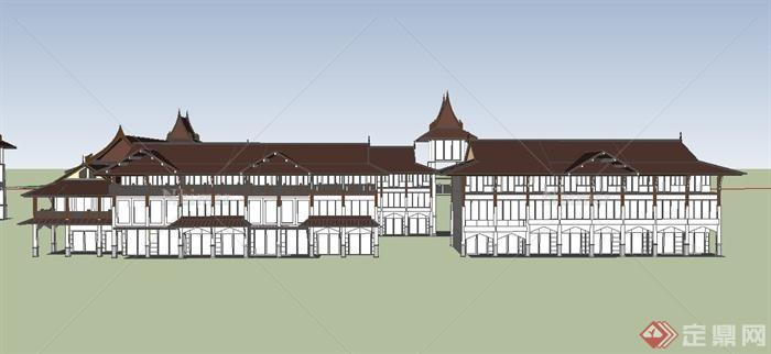 某古典中式多次住宅建筑设计SU模型
