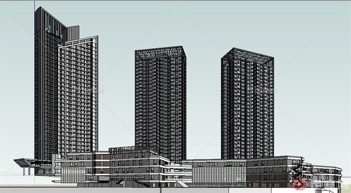 现代商业楼及高层住宅建筑设计su模型[原创]