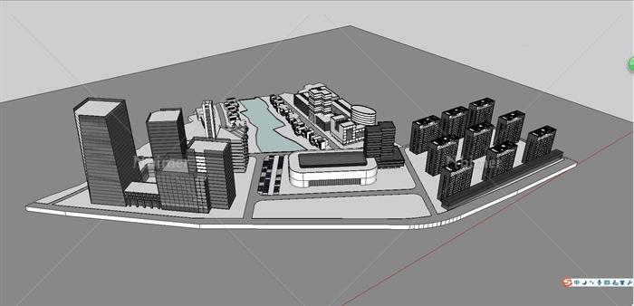 简约风格工厂规划厂房厂区场景SketchUp模型[原创