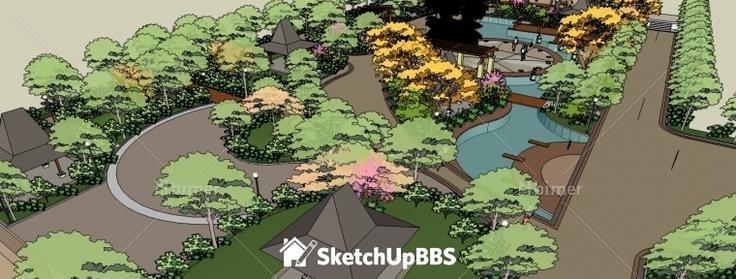 常见的一个小区景观设计方案多图欣赏带SketchUp