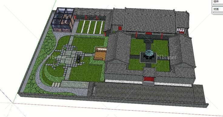 古典四合院(99270)su模型下载