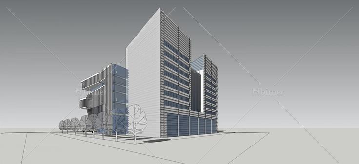 现代多层办公楼(55378)su模型下载
