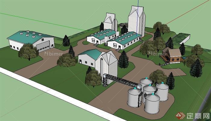 某地现代农场建筑设计SU模型