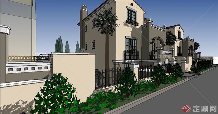 地中海风格别墅建筑设计方案su模型