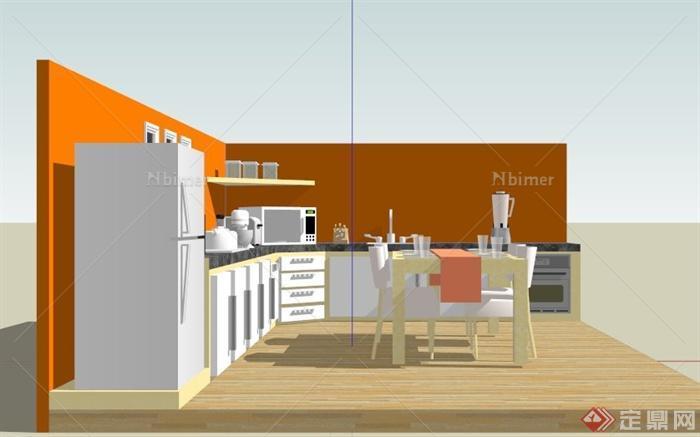 现代厨房空间设计SU模型[原创]