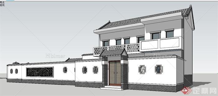 两栋中式风格民房民居住宅建筑设计su模型[原创]