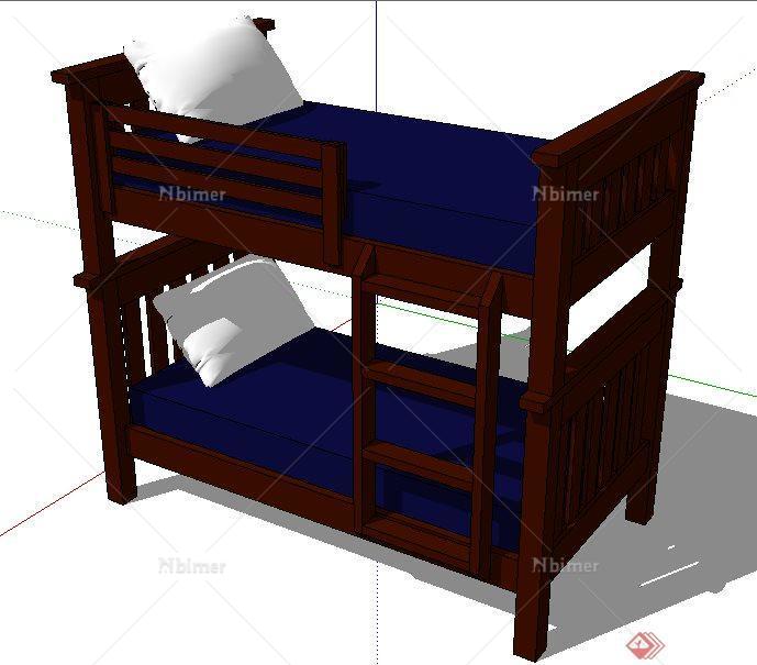 中式木质儿童床设计su模型[原创]