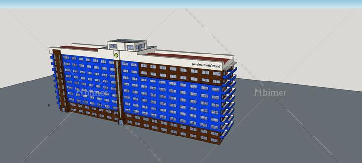 现代小高层酒店(73891)su模型下载