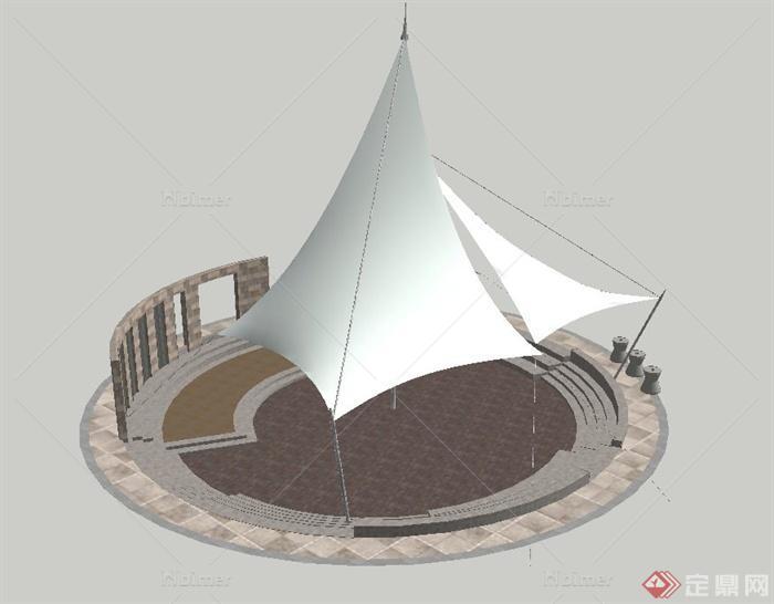园林景观节点小广场景观设计SU模型