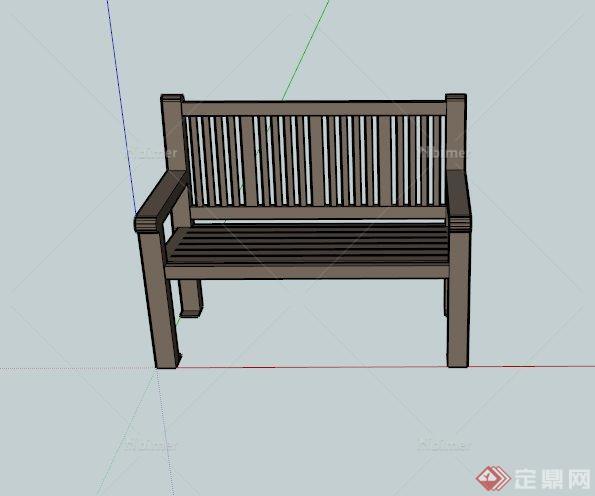 某现代木制长形座椅设计SU模型