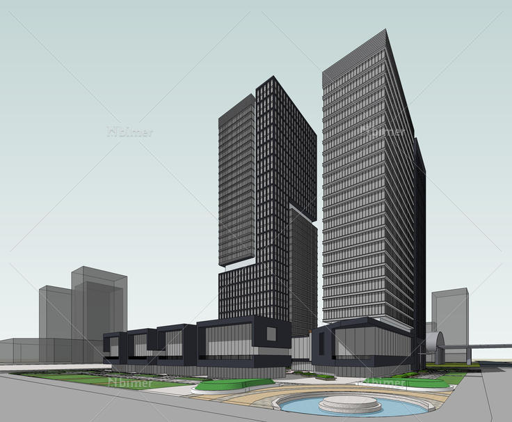 现代超高层办公建筑sketchup模型