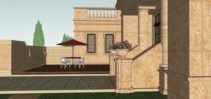 欧式风格独栋别墅住宅设计sketchup模型