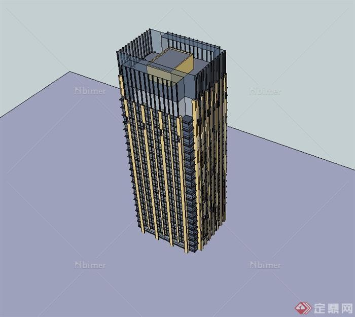 新古典风格高层办公大楼建筑设计su模型[原创]