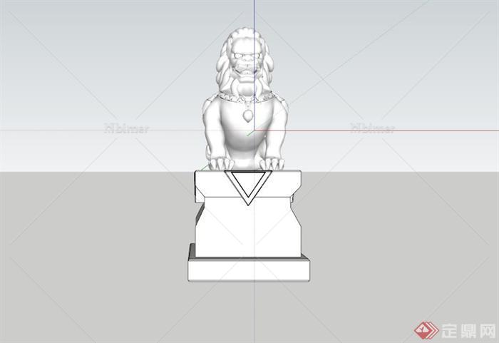 现代中式石狮子雕塑设计SU模型