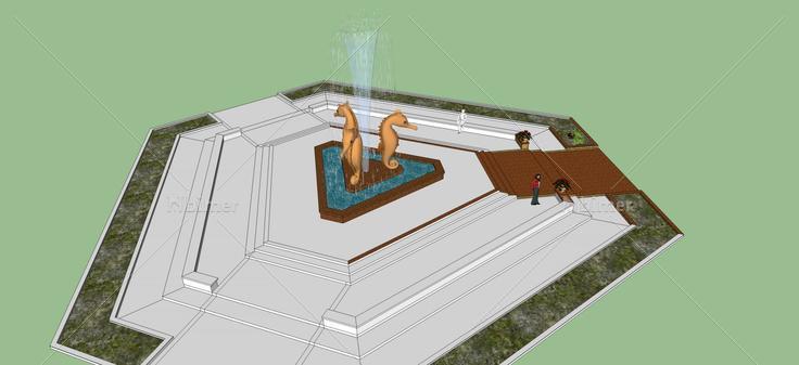 广场喷泉景观(45592)su模型下载