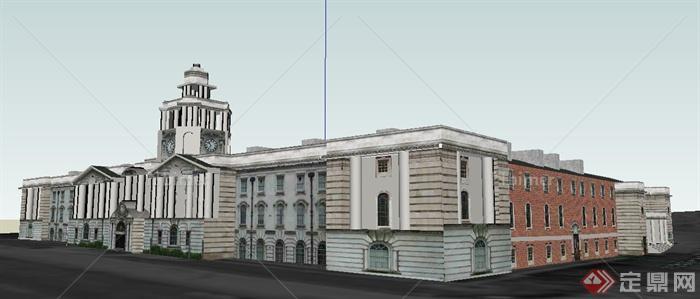 欧式风格办公市政厅建筑设计su模型