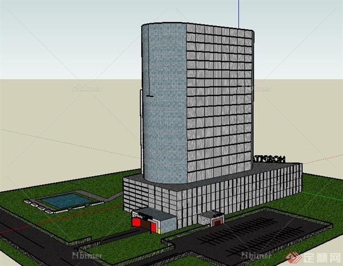 现代风格医院大楼建筑设计su概念模型