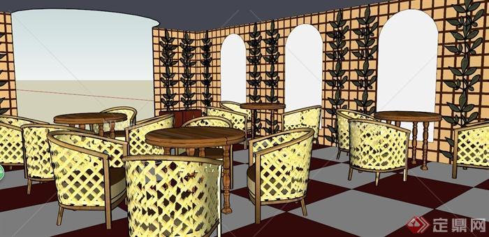 新古典餐厅空间设计SU模型[原创]