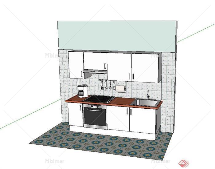 现代风格简单的厨房设施设计su模型[原创]