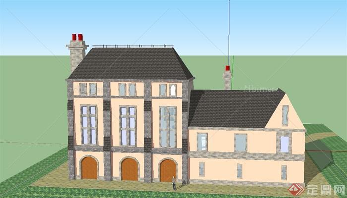 某组合式四合院住宅建筑设计SU模型