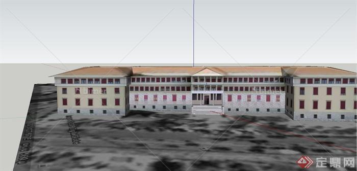 某三层欧式校园教学楼建筑设计SU模型