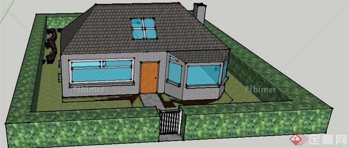 某现代庭院式住宅居住建筑设计SU模型