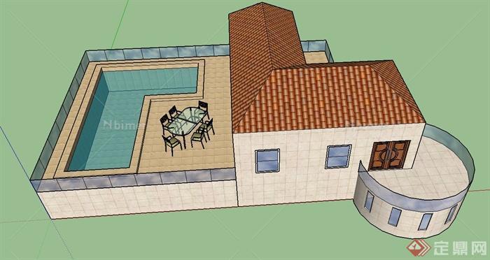 某两层小别墅建筑设计SU模型