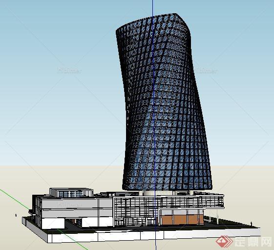 现代高层金融中心办公楼建筑设计su模型[原创]