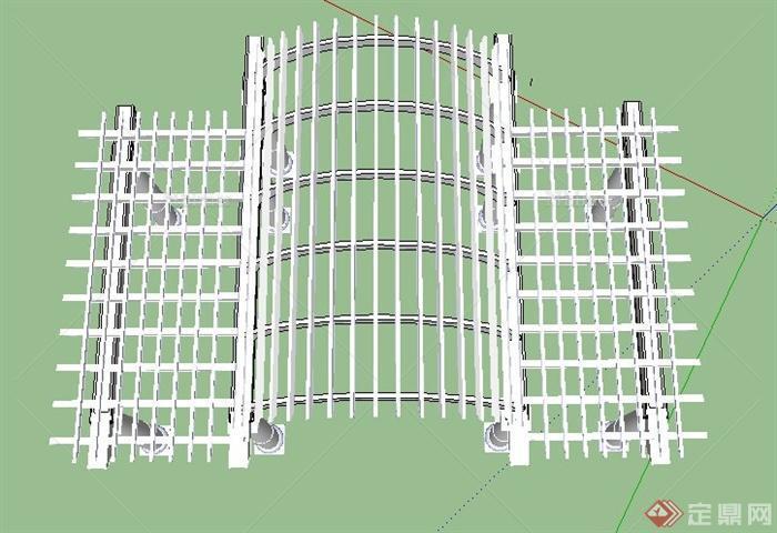 现代简约组合廊架设计su模型