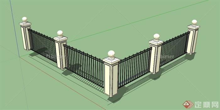 简约庭院围栏设计SU模型