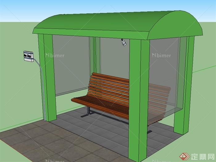 现代某公交车站候车亭设计SU模型