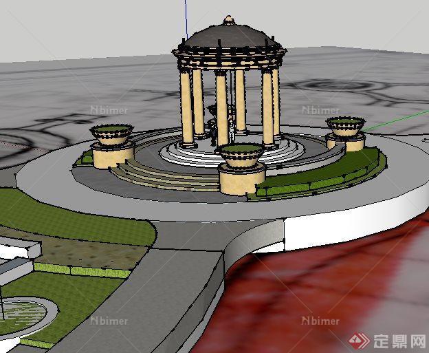 某欧式小区景观亭子设计SketchUp(SU)3D模型