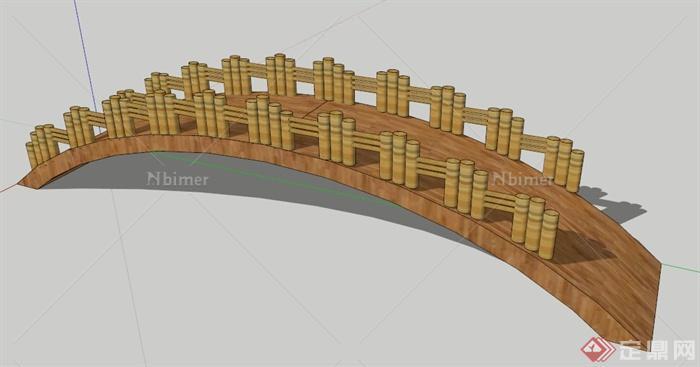 园林景观木拱桥设计su模型