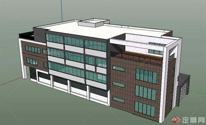 现代简约风格四层办公楼建筑设计su模型
