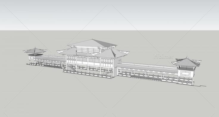 仿古廊桥半成品(118230)su模型下载