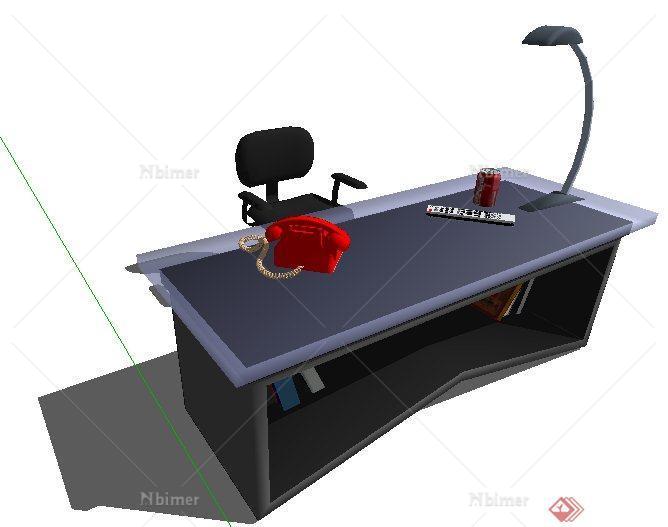 现代简约办公桌椅su模型