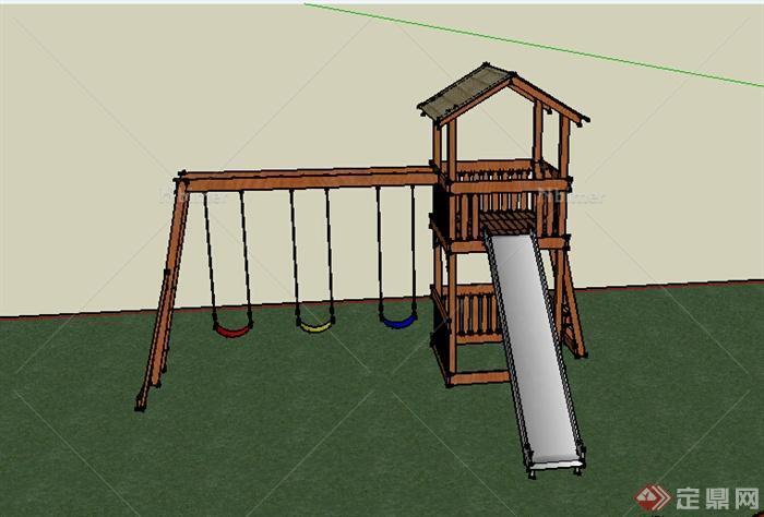 某游乐设施秋千设计SU模型