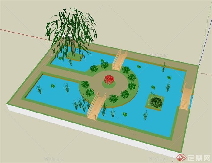 某水景花园景观设计SU模型