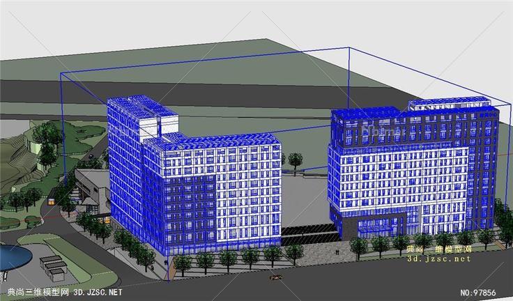 某公交停车库和职工公寓精品模型