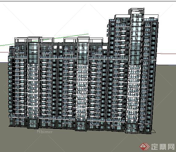 某现代风格高层住宅建筑设计方案SU模型6