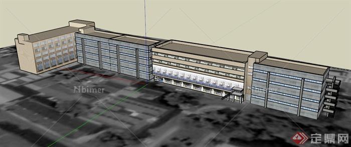 四层办公楼建筑设计SU模型