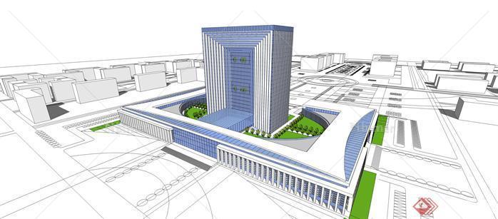 现代高层政府办公楼建筑设计sketchup模型[原创]