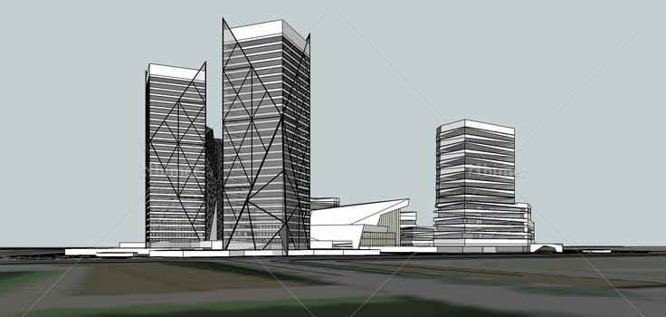 现代商业办公楼(77267)su模型下载