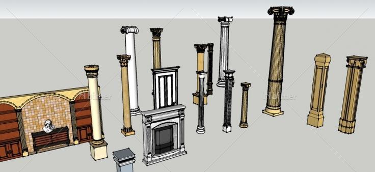 常用的罗马柱及欧式构件SketchUp模型合集下载分