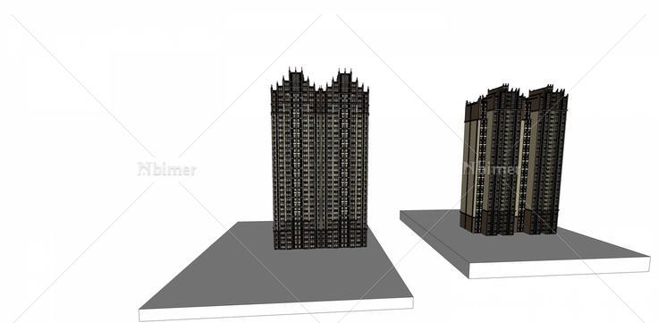 2栋新古典住宅(77618)su模型下载