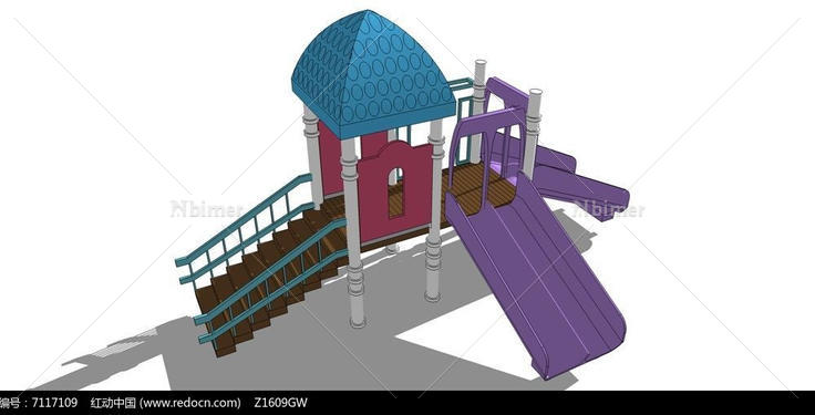 城堡风格滑滑梯模型