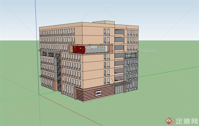 某高层方形写字楼建筑设计su模型