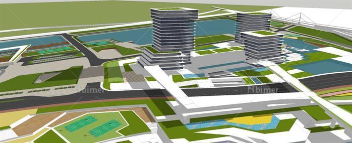 某滨水商业综合体建筑SU设计模型