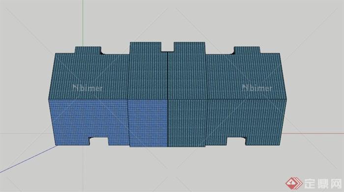 某现代六层住宅楼建筑设计SU模型素材